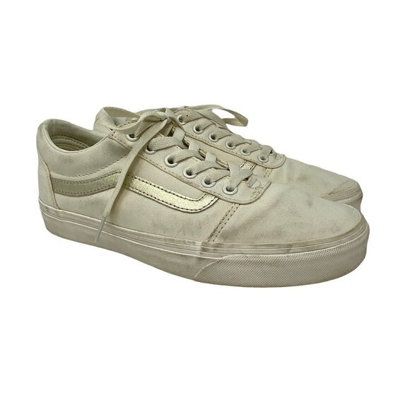 Vans Womens Skateboarding Shoes Ivory Metallic 500714 Low Top Lace Up Size 9 - Picture 1 of 8